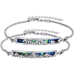 Sterling Silver Engraved Inspirational Adjustable Couple Bracelets for Her, Wome